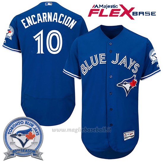 Maglia Baseball Uomo Toronto Blue Jays Edwin Encarnacion 10 Flex Base 40 Anniversario